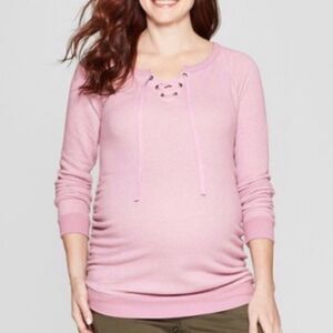 ISABEL MATERNITY Lavender Lace Up Sweatshirt-M NWT